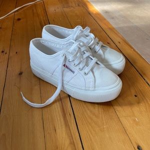 Superga White Platform Shoes